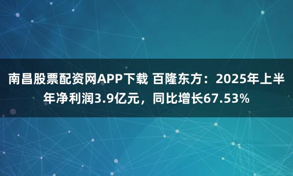 南昌股票配资网APP下载 百隆东方：2025年上半年净利润3.9亿元，同比增长67.53%